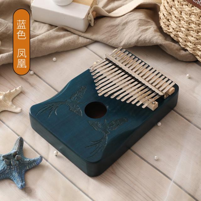 칼림바 카림바 Kalimba 10 17건반 엄지손가락피아노, 푸른 불사조-복숭아 핵손 보호대