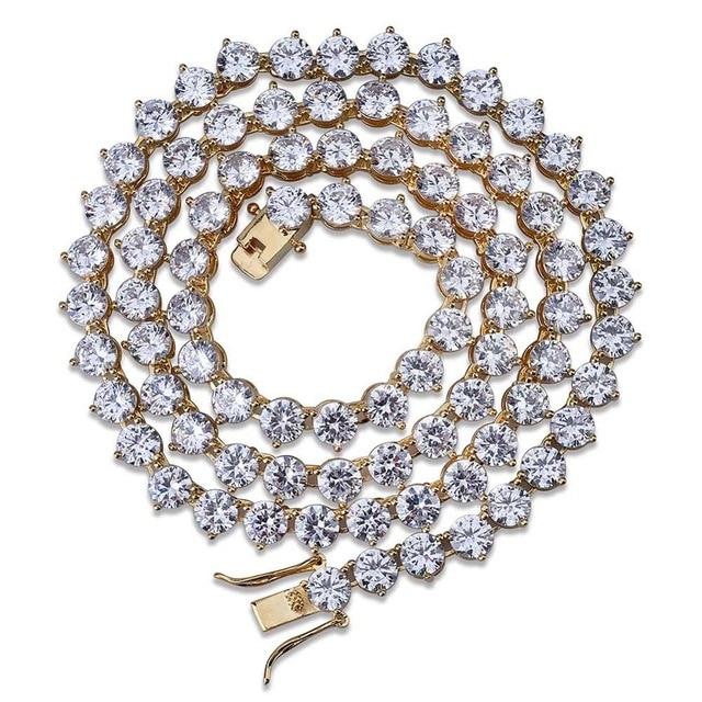 TOPGRILLZ 블링 3 구 테니스 체인 목걸이 4 미리 메터 6 미리 메터 남성 힙합 매력 골드 / 실버 컬러 보석