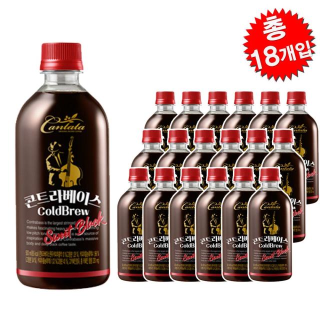 롯데칠성음료 칸타타 콘트라베이스 콜드브루 스위트블랙, 18개, 500ml