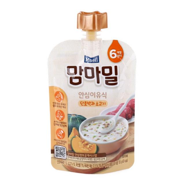 [메가마트] 맘마밀 이유식 단호박소고기 6개월 100g, 필수