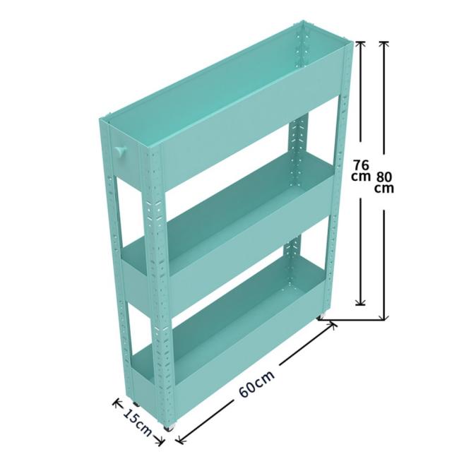 주방 3단 장영란 양념통 트레이 이동식 틈새트롤리 휠 수납장 선반 4컬러 욕실용품 웨건, 티파니 블루