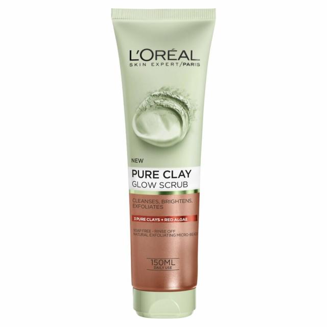 (영국직배) LOreal 로레알 클레이 스크럽 150ml 3팩 Pure Clay Red Algae Glow Face Scrub 150 ml