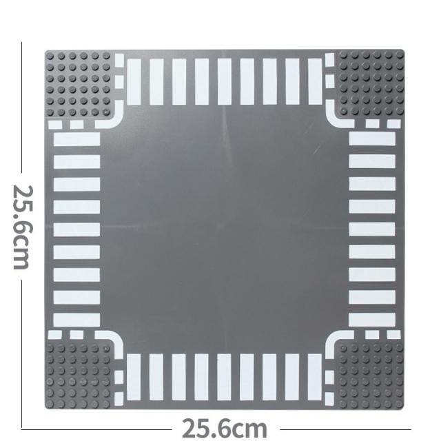 클래식 도시 도로 거리베이스 플레이트 블록 직선 사거리 곡선 T-접합 DIY 조립 빌딩 블록 부품 기본 플레이트 선물, Crossroad