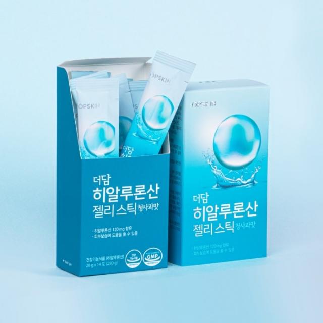 옵스킨 더담 히알루론산 120mg 콜라겐 3500mg 청사과맛 젤리 스틱 건강기능식품 1box, 3BOX