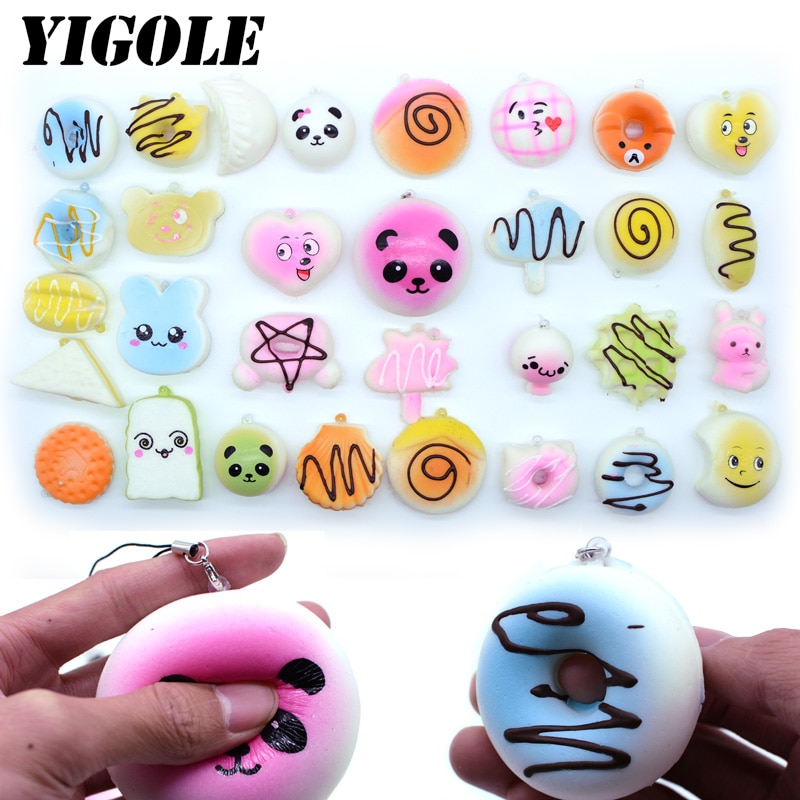 10 pcs 무작위 빵 디저트 kawaii squishy 장난감 안티 스트레스 squishi 짜기 장난감 재미 있은 농담 mochi squishy 안티 스트레스와 끈