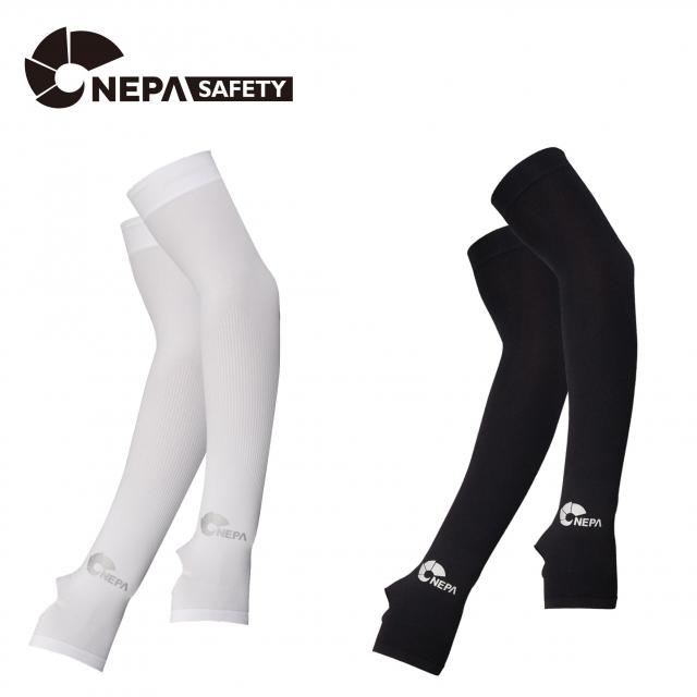 네파 NEPA 1+1 손등형 팔토시 쿨토시 빛반사 심리스 자전거 낚시 골프 등산 블랙 화이트, 블랙+화이트