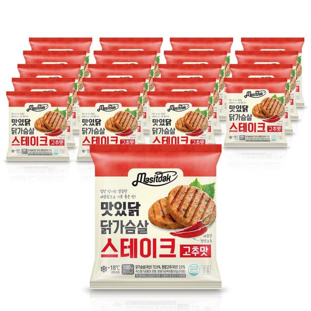 맛있닭 닭가슴살 스테이크 고추맛 100gx20팩(2kg), 단품