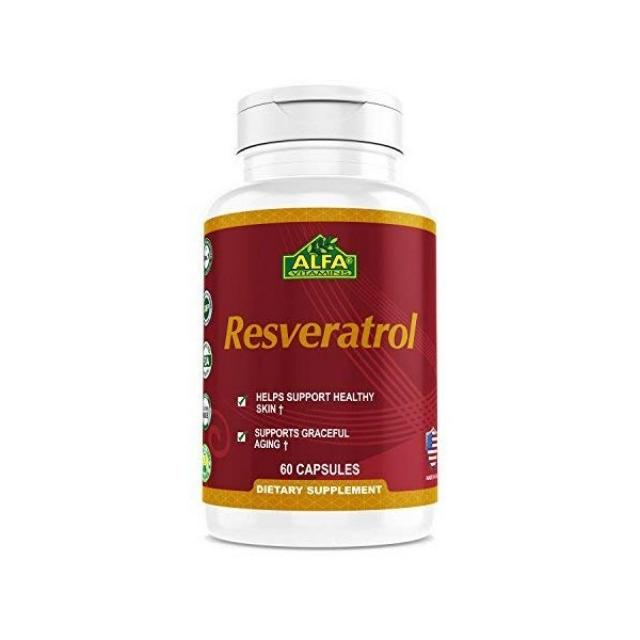 Resveratrol 1000mg by Alfa Vitamins-강력한 항산화 제 세포 손상 방지-뇌 기능 지원 심혈관 건강 신진 대사 노화 방지 효과-60 캡슐