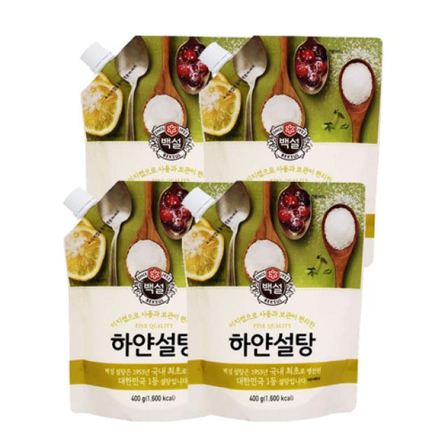 백설 보관이 편리한 이지캡 하얀 설탕 400g, 4개