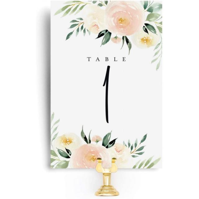 블리스 컬렉션 블러셔 플로럴 테이블 번호 1-40+헤드 테이블 카드 - 결혼 리셉션 기념일 생일 파티 또는 축하를 위한 4x6, 단일옵션