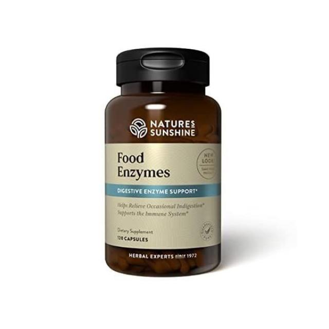 Nature's Sunshine 식품 효소, 120 캡슐 | Betaine HCL이 포함된 소화 효소는 소화 시스템을 지원하고 때때로 소화 불량 완화를 제공합니다, 단일상품