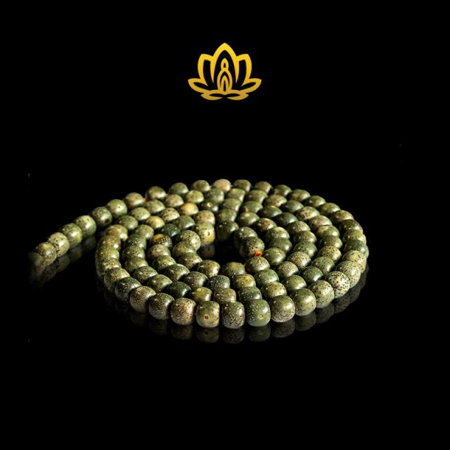 초승달 보리 염주 팔찌 108톨 정월이다 하이 밀간함 맷돌 그린 가죽 수장 급 비취색 염주팔찌