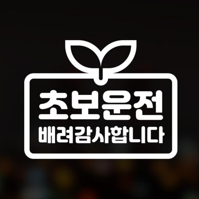 윈스턴 이모티콘 차량스티커 46종 초보운전 아이가타고있어요 아이먼저, 11.초보-새싹(한글)-화이트