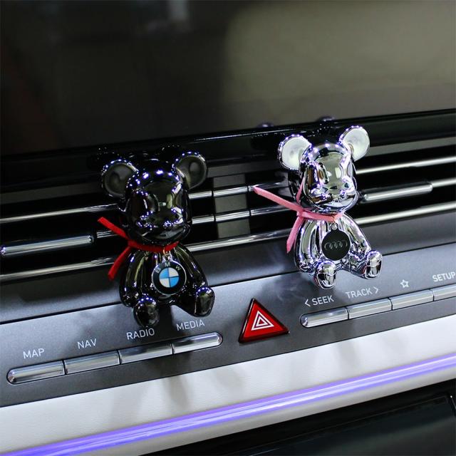조이오퓨저 풀케르 베어(PULCHER bear) 차량용 방향제 디퓨저 크롬 베어브릭 2개, 자몽, 블랙+실버