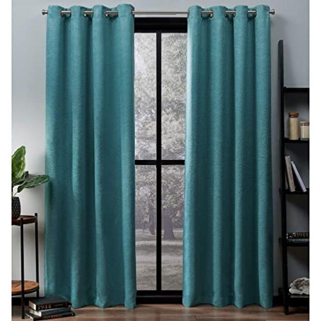 EOM 독점적 인 홈 커튼 Oxford Textured Sateen Thermal Window Curtain Pane [52x63- Teal] - E0577073VCC9K30, 52x63- Teal