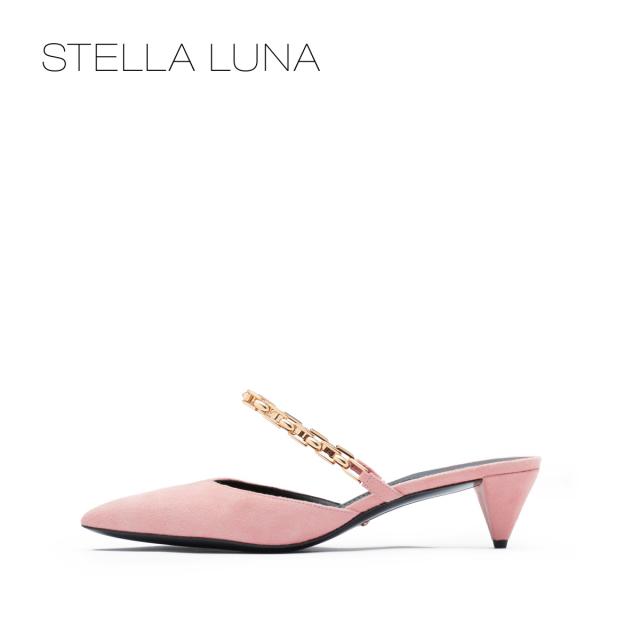 여자슬리퍼 STELLA LUNA2019여름신상 뾰족한 미드힐 슬리퍼샌들 여성슬리퍼 여성바깥에착용 샌들