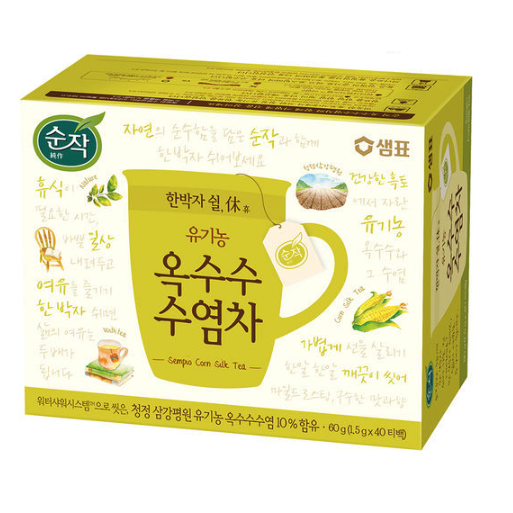 순작 유기농 한잔 옥수수차 100p, 9개, 60g