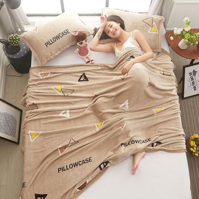 무릎담요 산호 모직 담요 침대매트리스 깔기침대 두꺼운 보온 침대시트 기모 겨울용 작은이불 한벌 플란넬, C09-삼각 기하학