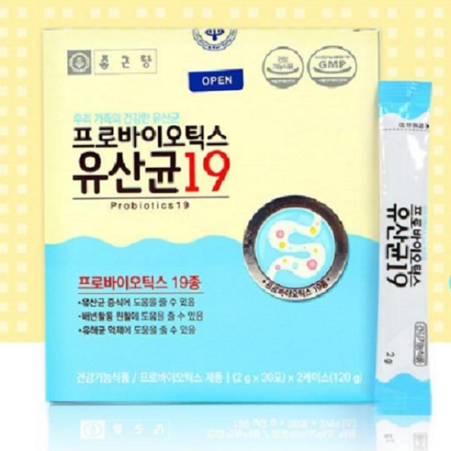 종근당 프로바이오틱스 유산균19 2g x 30포 2개 유산균다이어트 변비해결, 60포