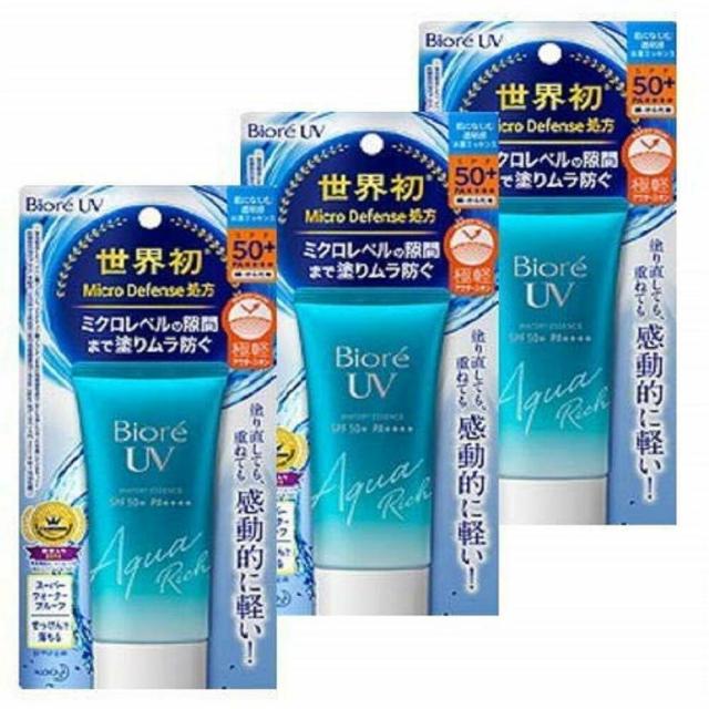 비오레 UV 아쿠아 리치 워터리에센스 SPF50＋ 50g x3팩, 1세트