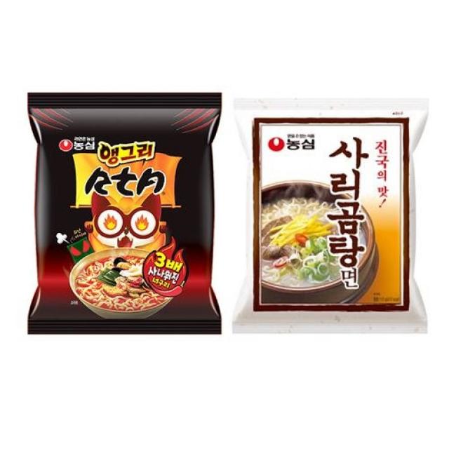 농심 앵그리 너구리 Rta멀티 5입 1팩 + 사리곰탕면 멀티 5입 총10봉 10개