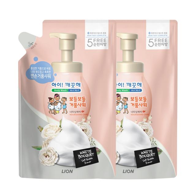 아이깨끗해 보들보들 거품샤워 바디워시 리필 너리싱케어, 650g, 2개