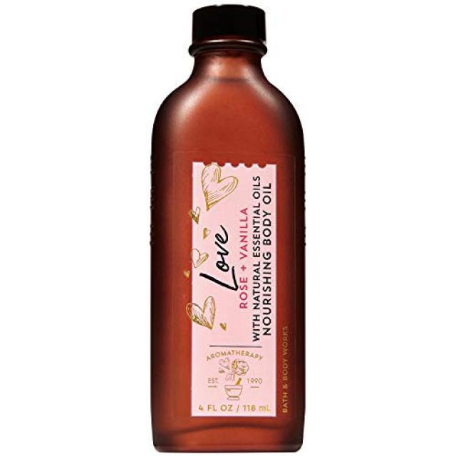 Bath and Body Works Aromatherapy LOVE - ROSE + VANILLA Nourishing Body Oil 4 Fluid Ounce, 본문참고, 본문참고, 본문참고