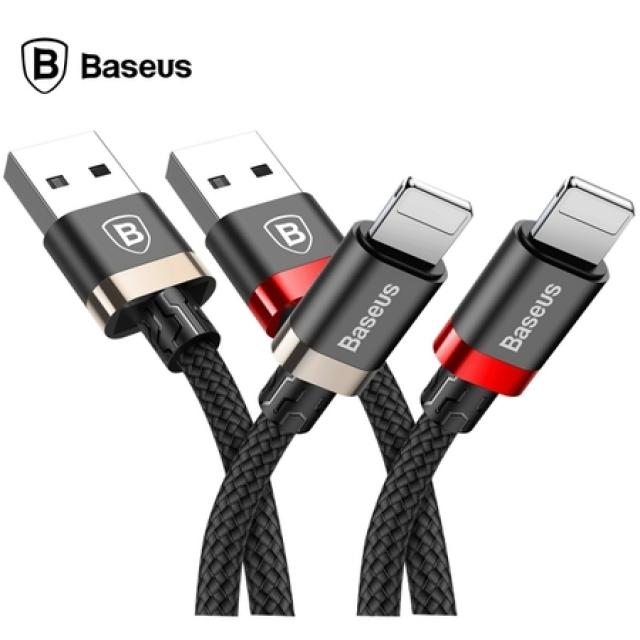 [멸치쇼핑]베이스어스 라이트닝 8P TO USB2.0 골든벨트 케이블 2A 1.5M [블랙레드], 상세페이지 참조