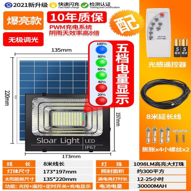 태양광랜턴 오펠 조명 야외 정원 파워 라이트 실내 300W 기와 신농촌 스카이 블랙 자동 선명한 가로등 3965354775, 2000W-H 이차 밝아지다 -헤드라 2W