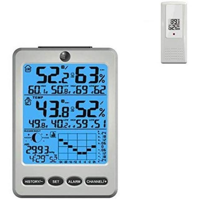 Ambient Weather 주변 날씨 ws-110 무선 기상 관측소(온도 습도 바로미터 이슬점 문 페이즈에서, 상세 설명 참조0