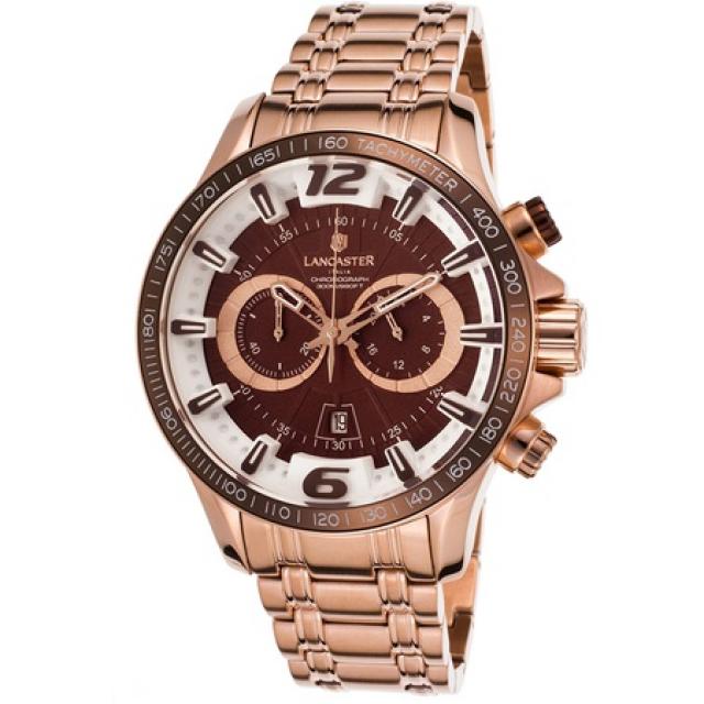 Lancaster 이탈리아 Ola1063mb-Rg-Mr 남성용 Hurricane Chronograph Rose-Tone 스테인리스 스틸 브라운 다