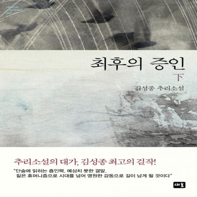 최후의 증인 하 :김성종 추리소설 새움