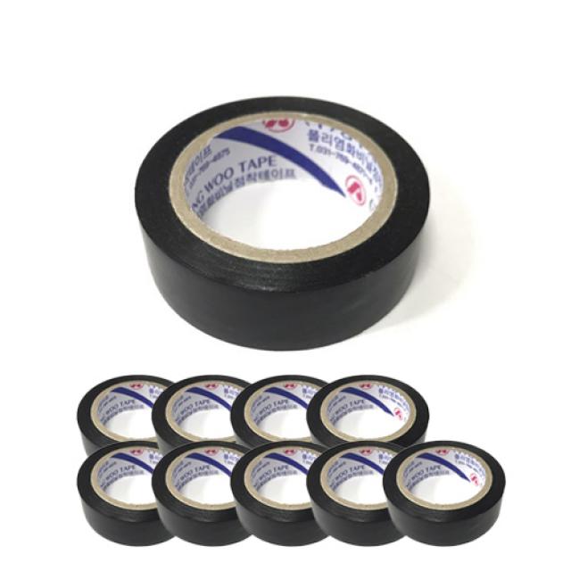 소유 국산 성우 PVC 전기절연 테이프 검정, 19mm x 10M 10개입 (흑색)