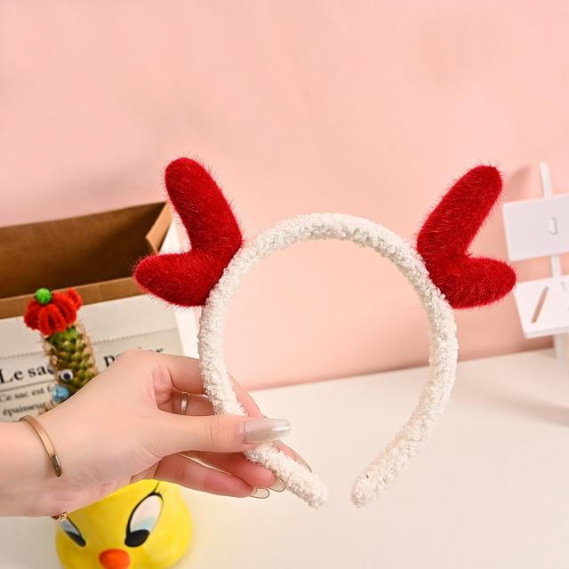 머리띠 여자 세수 백발 누르다 머리 외출 미끄럼 방지 귀엽다 빨간 사슴뿔 머리띠 달콤하다 심플하다