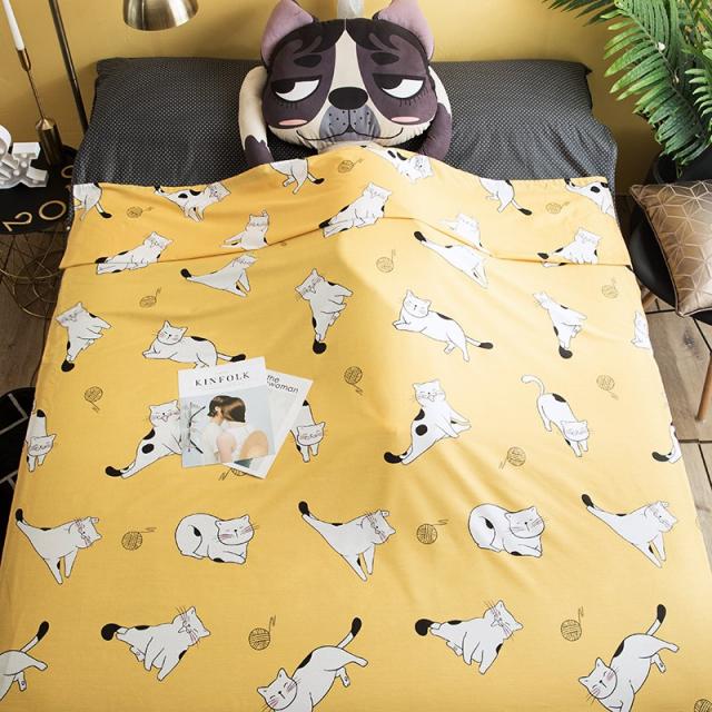 순면 호텔 간헐 침낭 어른 휴대용 여행여행 기차 침대칸 신기 더블 초경량 출장 시트, Lk고양이 양면 순면 침낭