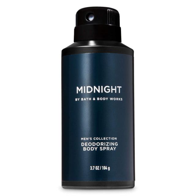 Bath & Body Works Midnight Deodorizing Body Spray for Mens 남성을 위한 남성적인 향과 탈취 방지 바디 스프레이, 104g