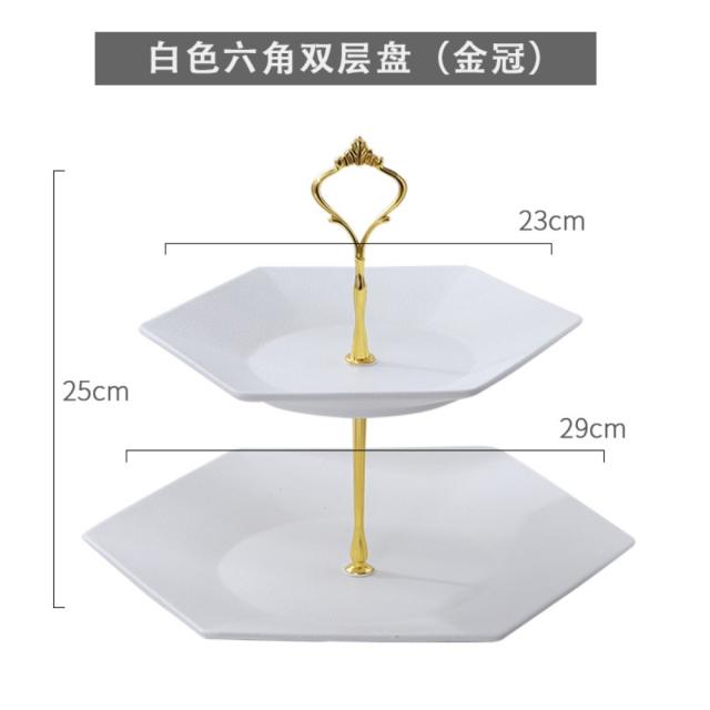 카페 애프터눈티 2단 트레이 식기 육각형 화이트 블랙 북유럽 홈카페, C