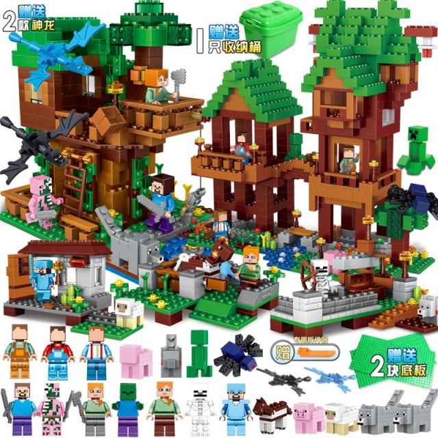 레고마인크래프트광산 마인크래프트 광산 21118 호환버전 926pcs, 포레스트 트리 타워 디럭스 에디션 [Bucket]