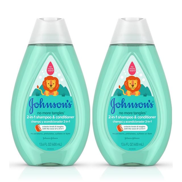 Johnson's 존슨즈 키즈 노 모어 탱글 샴푸 컨디셔너 Kids No More Tangles Shampoo Conditioner 400ml 2팩, 1box