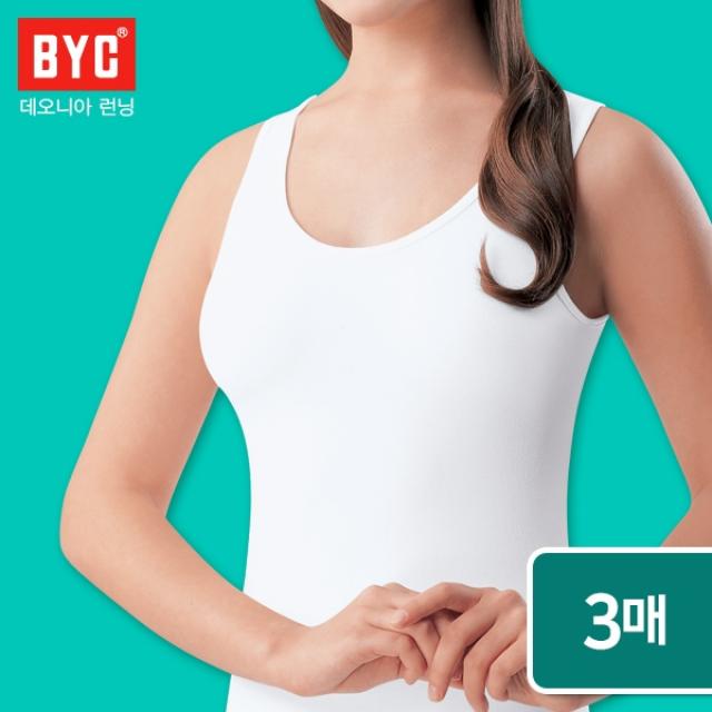 BYC 여성 데오런닝 3매/청결내의/땀냄새제거효과/민소매런닝/베이직런닝