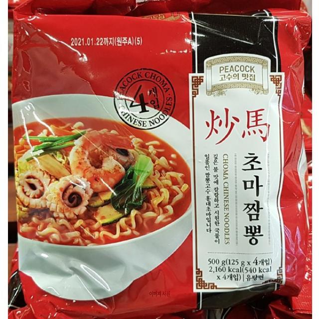 PEACOCK 피코크 초마짬뽕 라면 500g (125g X 4개입)