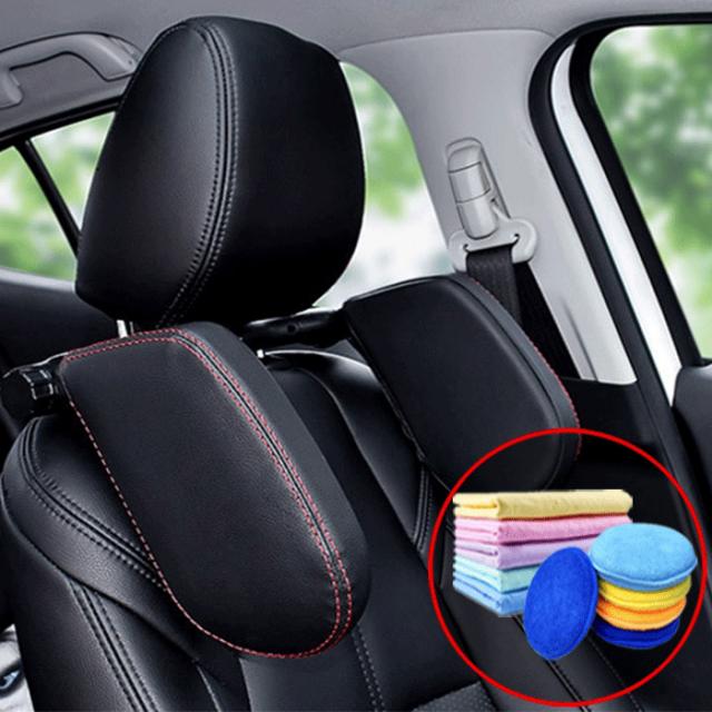 아이맥스 자동차용품 카슬립 헤드레스트 차량용목쿠션 목받침 카 슬리핑, 01_블랙(박음질-레드)_증정품(왁싱패드 or 스포츠타월)