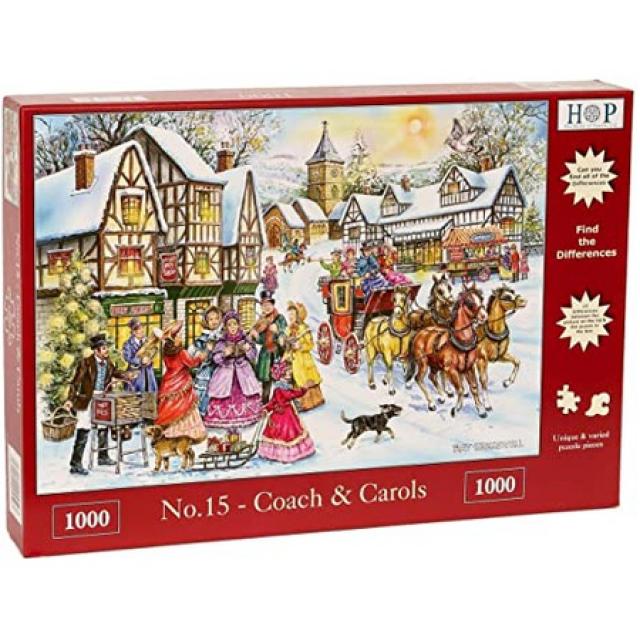 브랜드 : The House of Puzzles Shop 1000 Piece Jigsaw Puzzle-차이점 찾기 No.15-Coach Carols. 20 이, 원 컬러