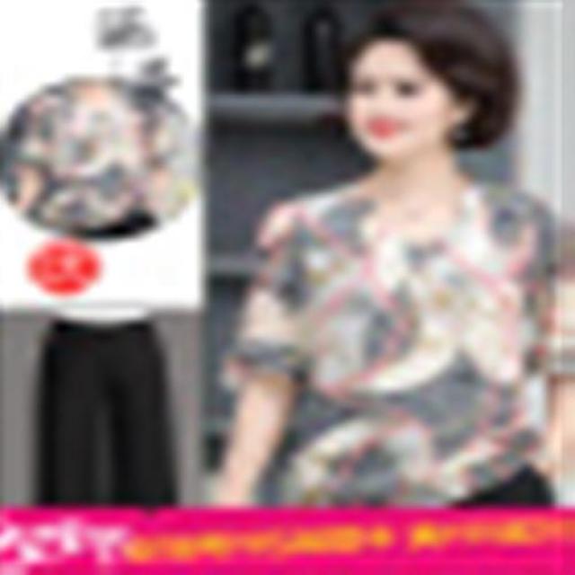 한만 마린데이 여름옷 패션 엄마룩 여름철 시폰 세트 서구식 중장년 여성복 반팔 티 적삼 통태태사 40세 여성용 투피스 팬츠 핑크 상의