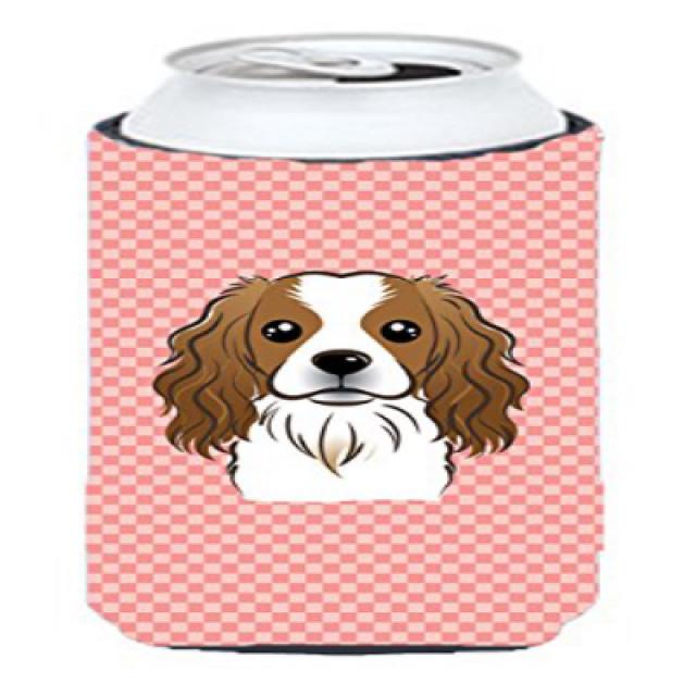 Checkerboard Pink Cavalier Spaniel Tall Boy Beverage Insulator Hugger BB1224TBC 바둑판 핑크 Cavalier 발바리, 1