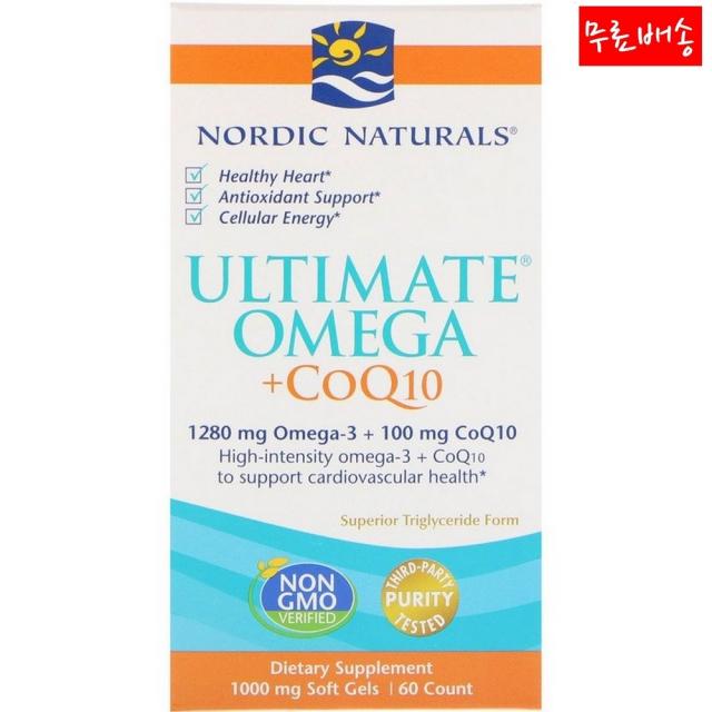 Nordic Naturals Ultimate 오메가 코큐텐 1000mg 60소프트젤, 60개, 1개