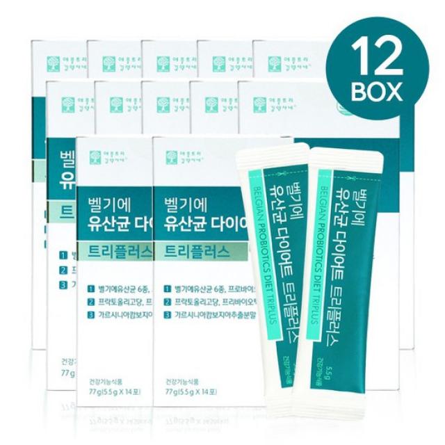 벨기에 유산균 다이어트 트리플러스 12박스, 없음