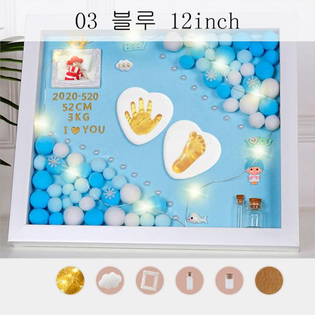 뉴타임즈10 손발도장 손발인주 태모기념품 diy 아기 만월선물 XT09 A10, 03 블루 12inch