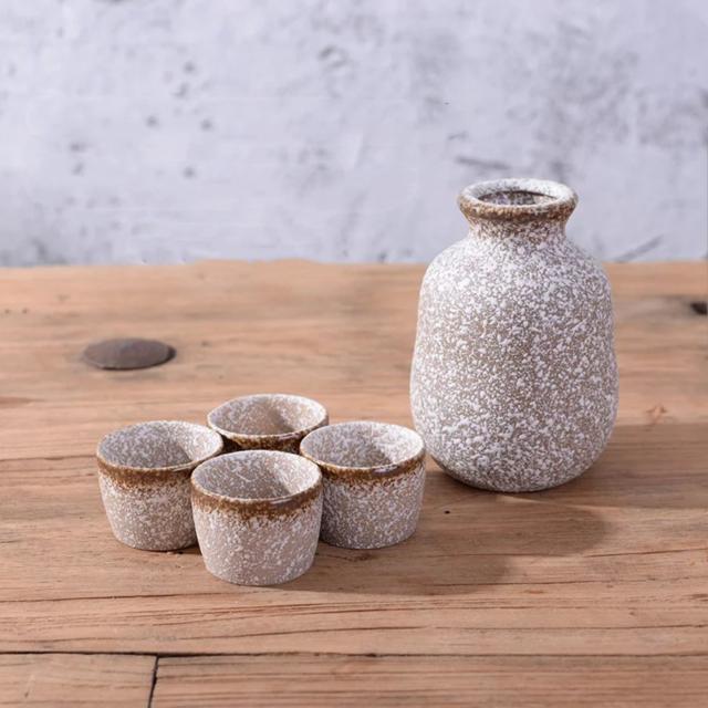 DIPYLON 유튜버 플레이팅그릇 주전자 도자기 일식 주기 작은 원 병 잔 2량 와인을 가정용 소, 1and형주전자+4잔(재적)