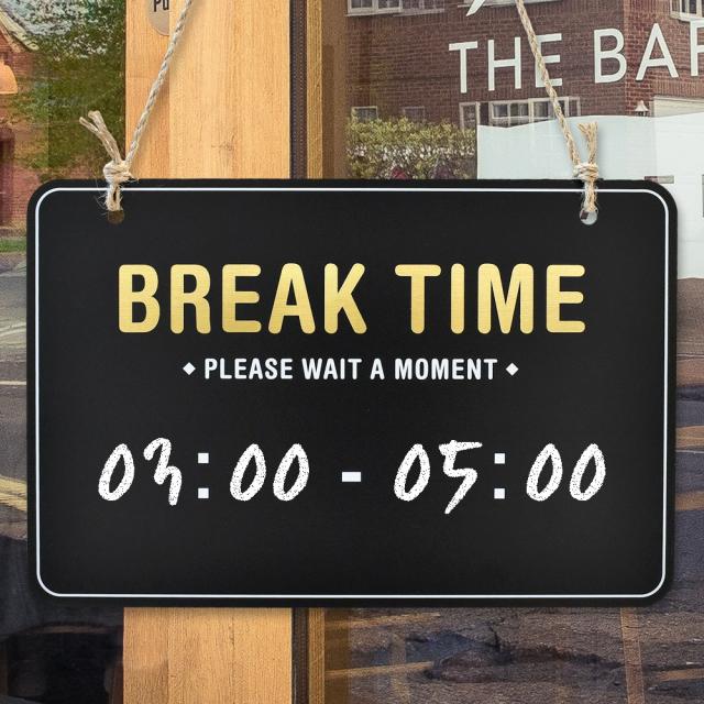 루리앤메리 블랙보드 칠판 07 골드 BREAK TIME 걸이용 오픈클로즈 안내판, A7 블랙보드